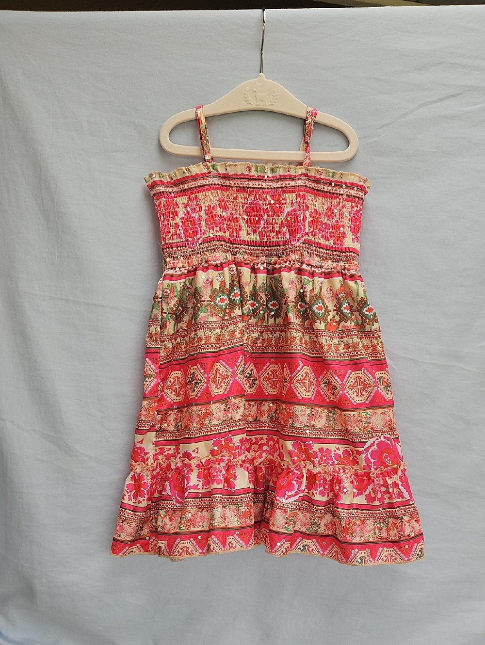 Squeeze Pink and Cream Patterned Sundress for Girls Size 5/6